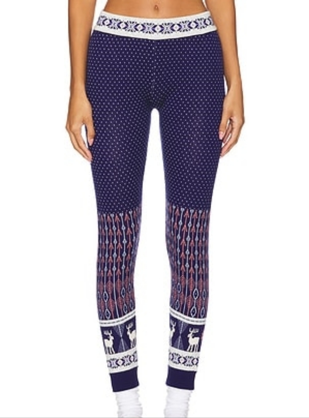 NEW! Free People Festive Navy Blue Leggings- Size Large